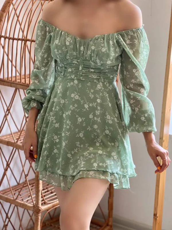 پیراهن حریر سبز(کد2379) - تصویر 2