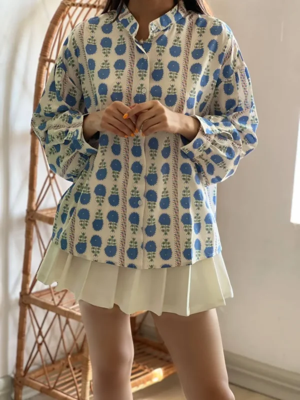 شومیز نیلوفر آبی(کد2403) T - تصویر 2